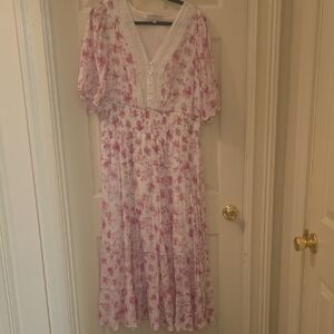 Floral Pink and White Maxi Dress